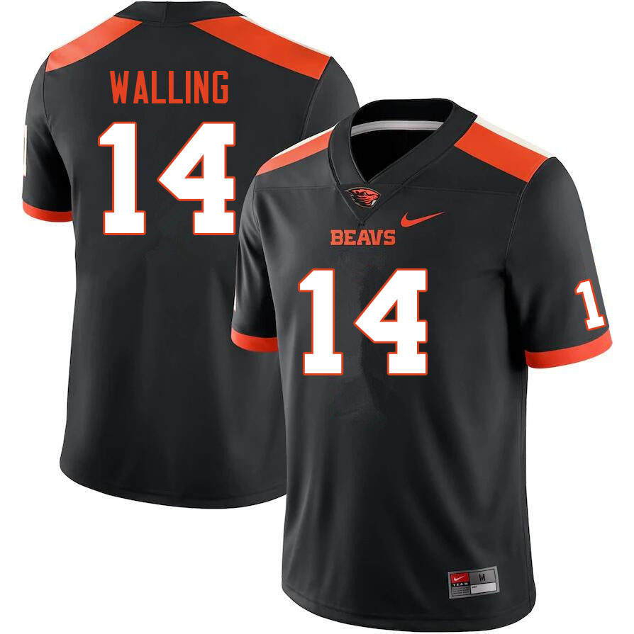 Men #14 Junior Walling Oregon State Beavers College Football Jerseys Sale-Black